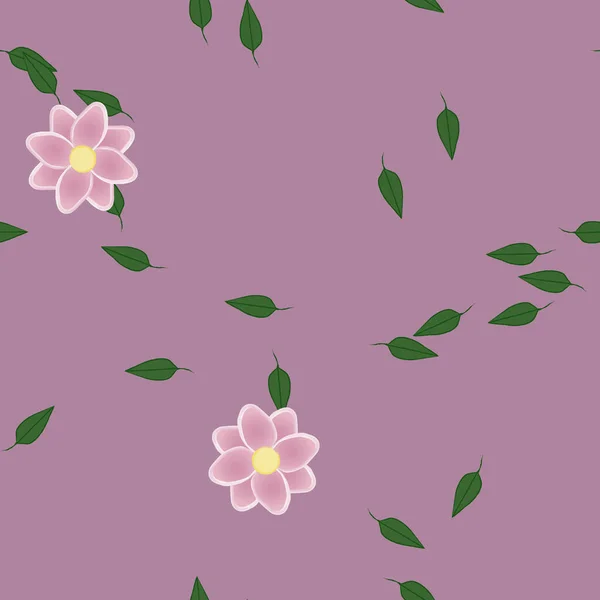 Fleurs Avec Feuilles Fond Sans Couture Illustration Vectorielle — Image vectorielle