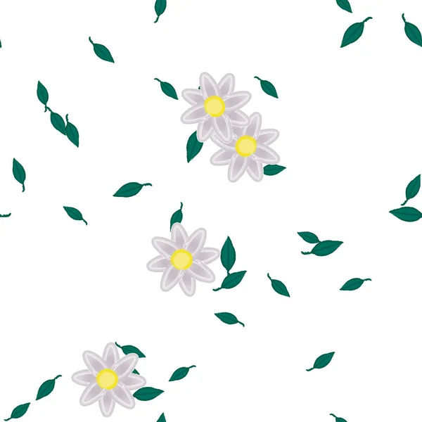 Vektor Illustration Sommar Blommor Kronblad Med Blad Botanisk Bakgrund — Stock vektor