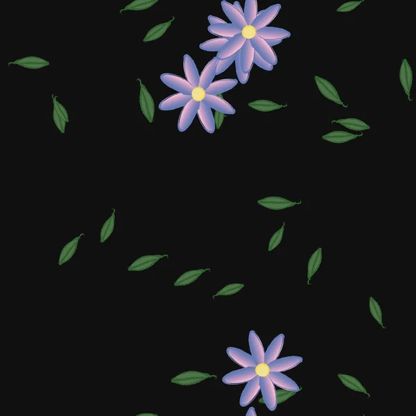 Fleurs Avec Feuilles Fond Sans Couture Illustration Vectorielle — Image vectorielle