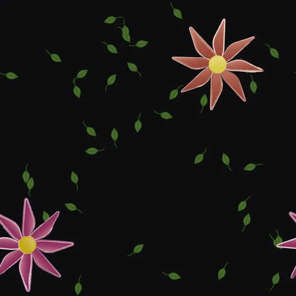 Květiny Okvětní Lístky Listy Bezešvé Pozadí Vektorové Ilustrace — Stockový vektor