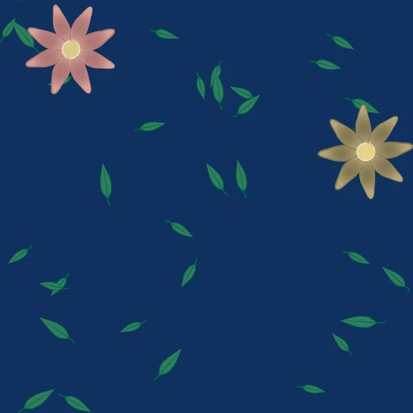 Fleurs Avec Feuilles Fond Sans Couture Illustration Vectorielle — Image vectorielle