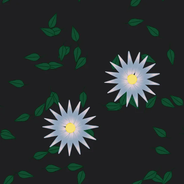 Flores Con Hojas Fondo Sin Costuras Ilustración Vectorial — Archivo Imágenes Vectoriales