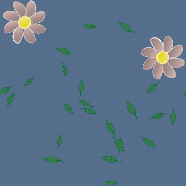 Fleurs Avec Feuilles Fond Sans Couture Illustration Vectorielle — Image vectorielle