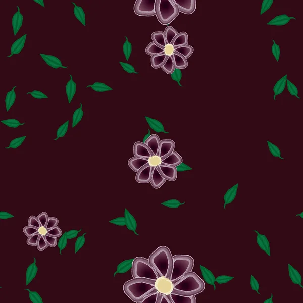 Flores Con Hojas Fondo Sin Costuras Ilustración Vectorial — Vector de stock