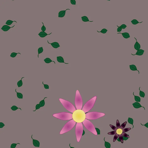 Flores Con Hojas Fondo Sin Costuras Ilustración Vectorial — Archivo Imágenes Vectoriales