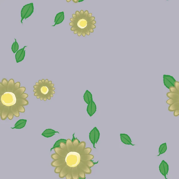 Flores Con Hojas Fondo Sin Costuras Ilustración Vectorial — Archivo Imágenes Vectoriales