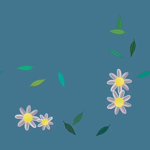 Blumen Mit Blättern Nahtloser Hintergrund Vektorillustration — Stockvektor