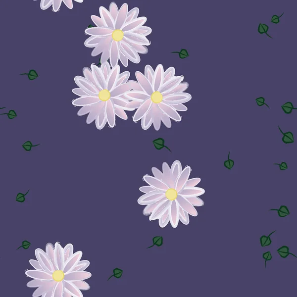 Blumen Mit Blättern Nahtloser Hintergrund Vektorillustration — Stockvektor