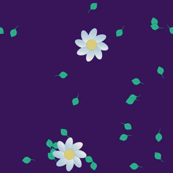 Flores Com Folhas Sem Costura Fundo Ilustração Vetorial — Vetor de Stock