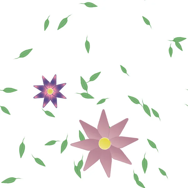 Flores Con Hojas Fondo Sin Costuras Ilustración Vectorial — Vector de stock