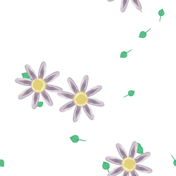 Vector Ilustración Flores Verano Pétalos Con Hojas Fondo Botánico — Vector de stock