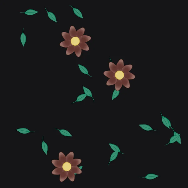 Flores Con Hojas Fondo Sin Costuras Ilustración Vectorial — Vector de stock