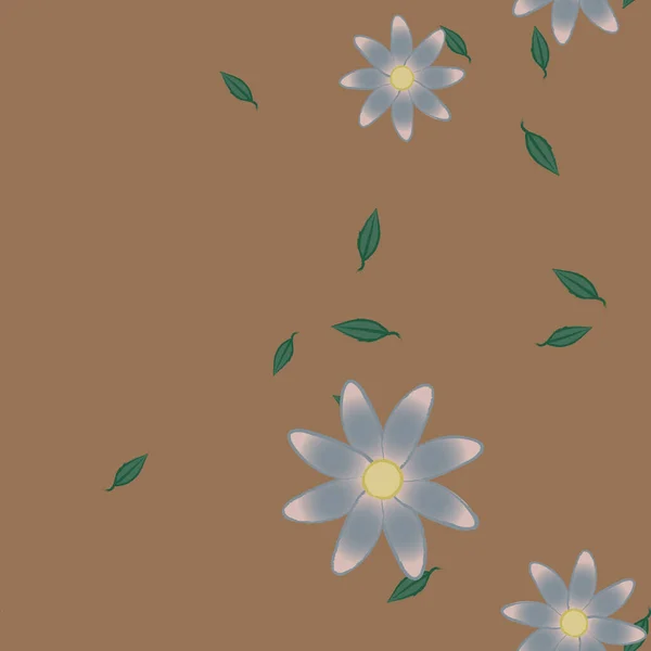 Διανυσματική Απεικόνιση Των Καλοκαιρινών Λουλουδιών Πέταλα Φύλλα Αδιάλειπτη Φόντο — Διανυσματικό Αρχείο
