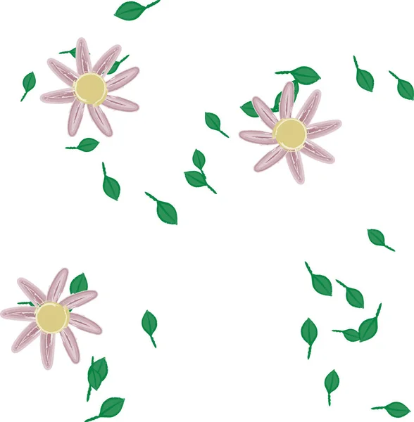 Flores Pétalos Con Hojas Fondo Sin Costuras Vector Ilustración — Vector de stock