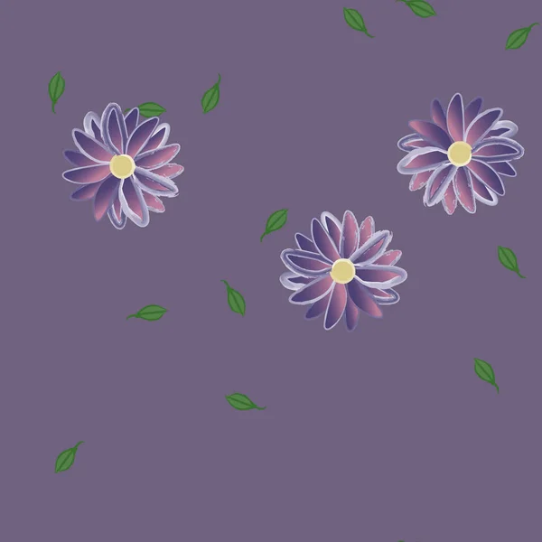 Flores Con Hojas Fondo Sin Costuras Ilustración Vectorial — Archivo Imágenes Vectoriales