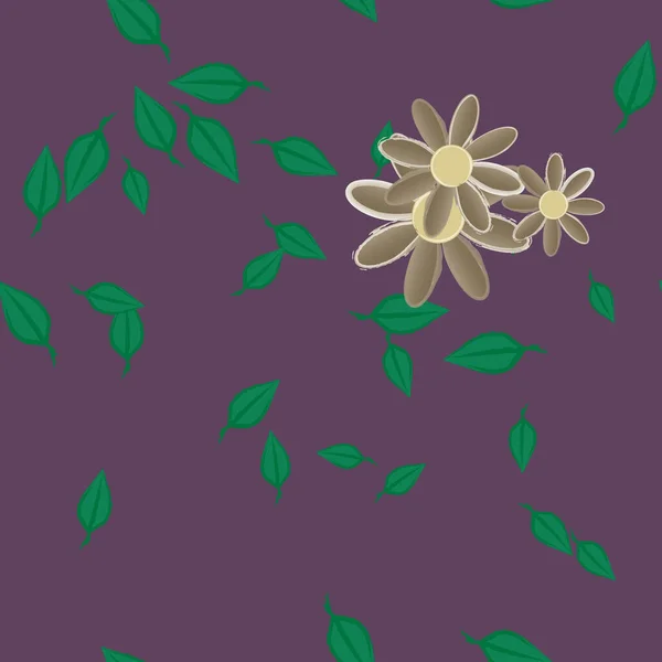 Flores Con Hojas Fondo Sin Costuras Ilustración Vectorial — Vector de stock