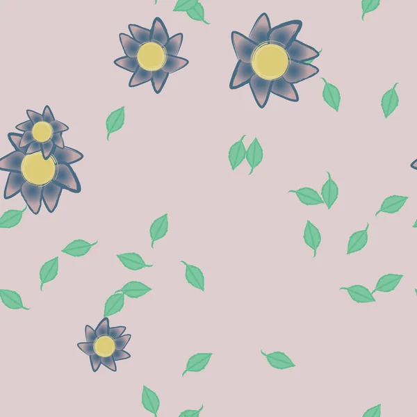 Virágok Szirmok Levelek Zökkenőmentes Háttér Vektor Illusztráció — Stock Vector