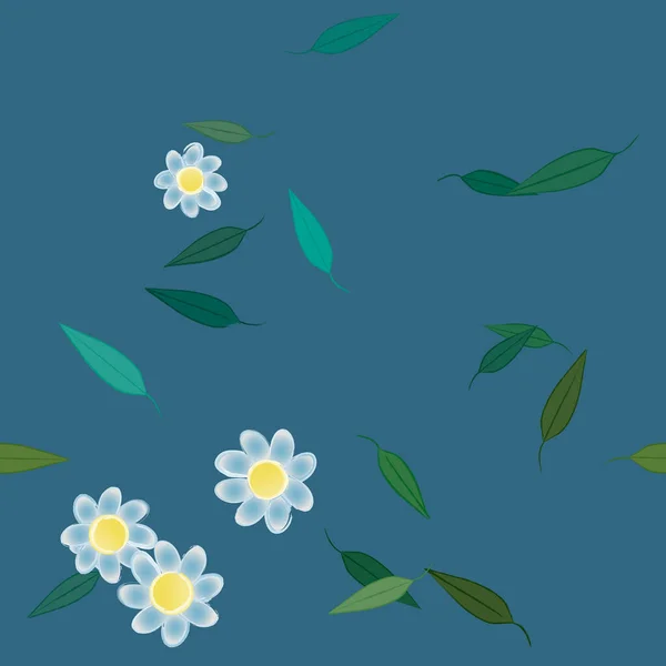 Blumen Mit Blättern Nahtloser Hintergrund Vektorillustration — Stockvektor