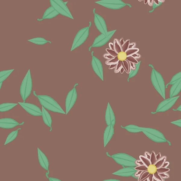 Flores Con Hojas Fondo Sin Costuras Ilustración Vectorial — Vector de stock