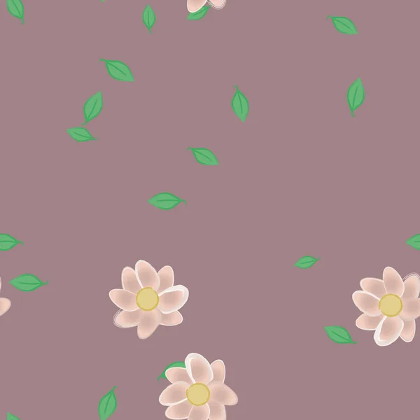 Flores Con Hojas Fondo Sin Costuras Ilustración Vectorial — Archivo Imágenes Vectoriales