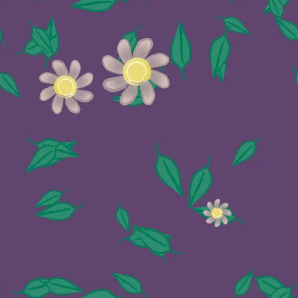 Flores Con Hojas Fondo Sin Costuras Ilustración Vectorial — Vector de stock