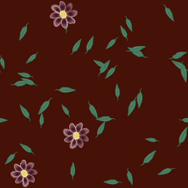 Flores Con Hojas Fondo Sin Costuras Ilustración Vectorial — Archivo Imágenes Vectoriales