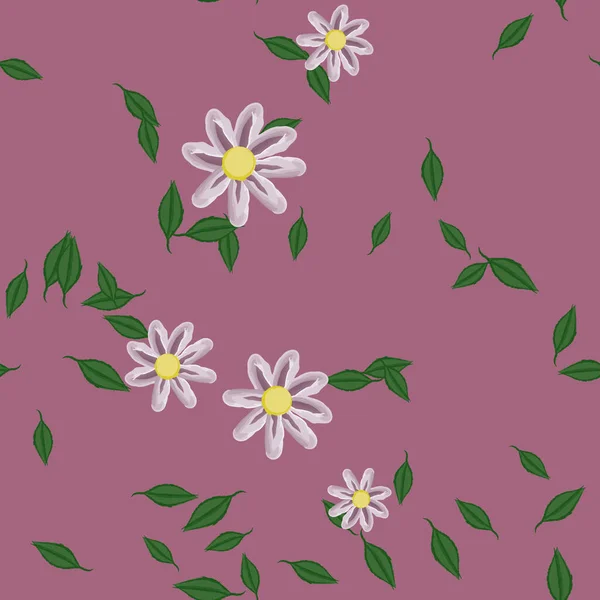 Flores Pétalos Con Hojas Fondo Sin Costuras Vector Ilustración — Vector de stock