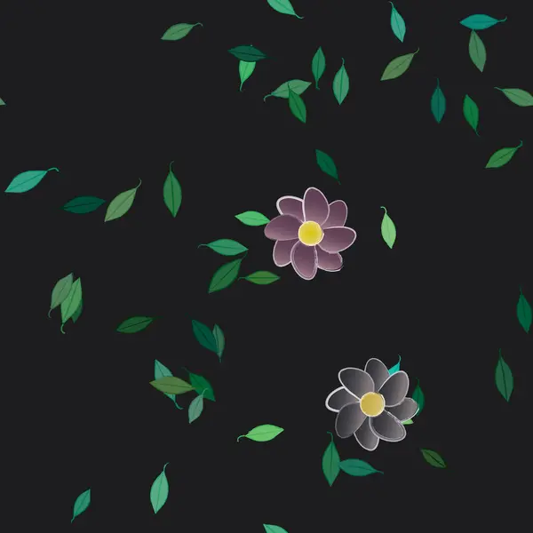 Flores Con Hojas Fondo Sin Costuras Ilustración Vectorial — Vector de stock