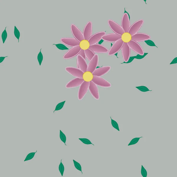 Flores Con Hojas Fondo Sin Costuras Ilustración Vectorial — Vector de stock