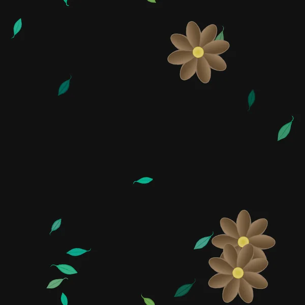 Fleurs Avec Feuilles Fond Sans Couture Illustration Vectorielle — Image vectorielle