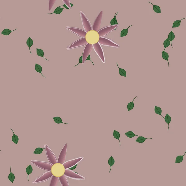 Fleurs Avec Feuilles Fond Sans Couture Illustration Vectorielle — Image vectorielle