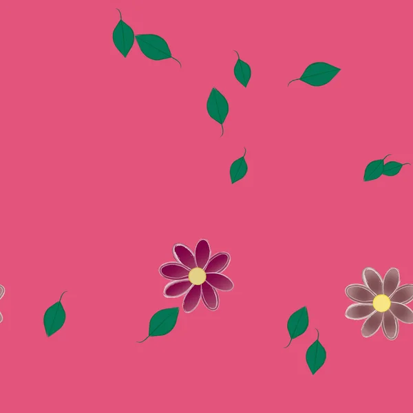 Fleurs Avec Feuilles Fond Sans Couture Illustration Vectorielle — Image vectorielle