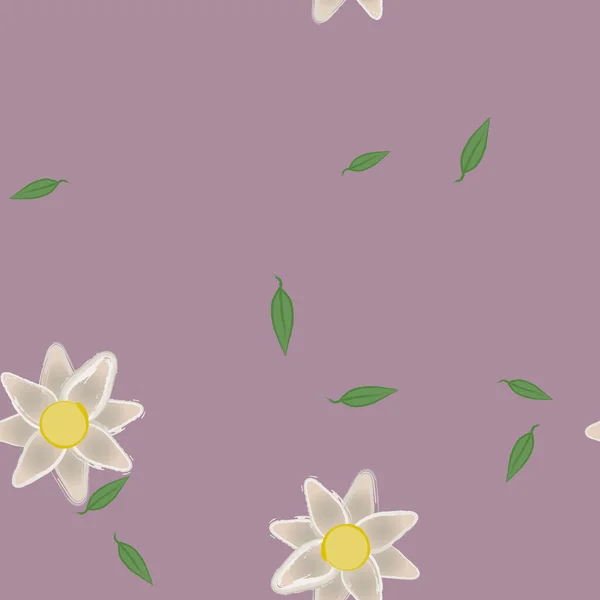 Flores Com Folhas Sem Costura Fundo Ilustração Vetorial — Vetor de Stock