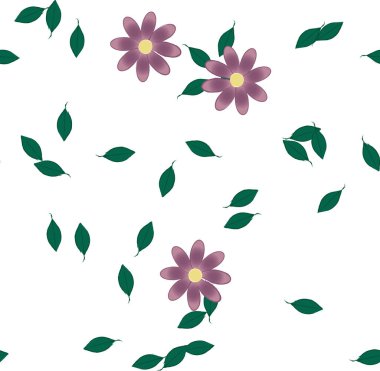 Yapraksız arkaplanı olan çiçek yaprakları, vektör illüstrasyonu