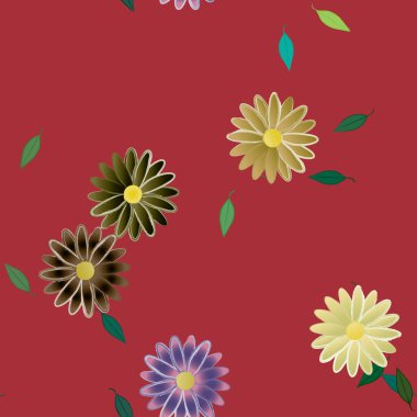 Yapraklı çiçek yapraklarının vektör çizimi, botanik arka plan