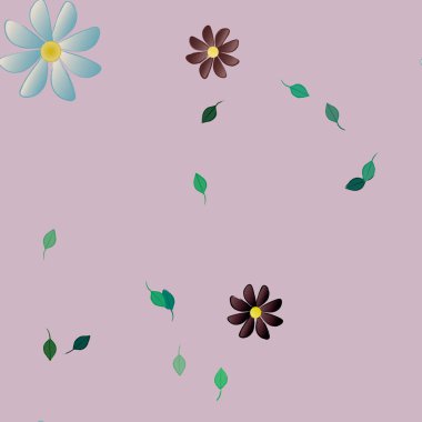 Yapraklı çiçek yapraklarının vektör çizimi, botanik arka plan