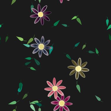 Yapraklı çiçek yapraklarının vektör çizimi, botanik arka plan