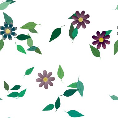 Yapraksız arkaplanı olan çiçek yaprakları, vektör illüstrasyonu