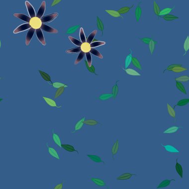 Yapraklı çiçek yapraklarının vektör çizimi, botanik arka plan