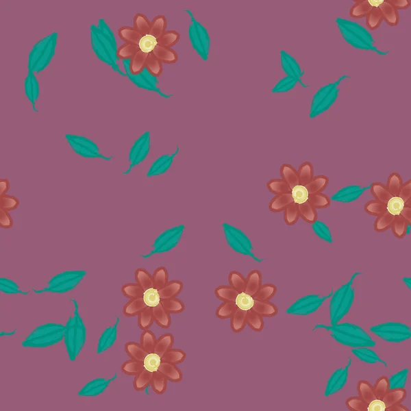 Flores Con Hojas Fondo Sin Costuras Ilustración Vectorial — Vector de stock