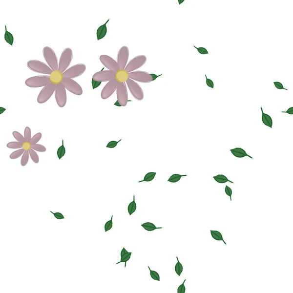 Flores Con Hojas Fondo Sin Costuras Ilustración Vectorial — Vector de stock