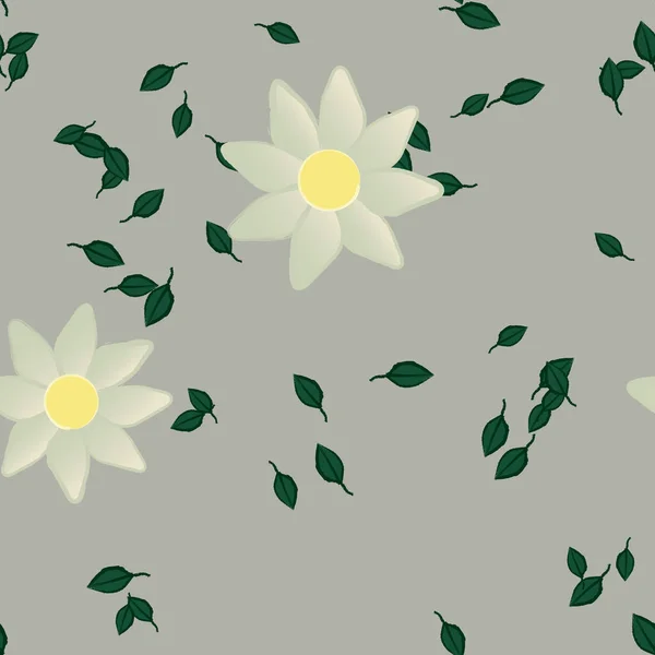 Virágok Szirmok Levelek Zökkenőmentes Háttér Vektor Illusztráció — Stock Vector
