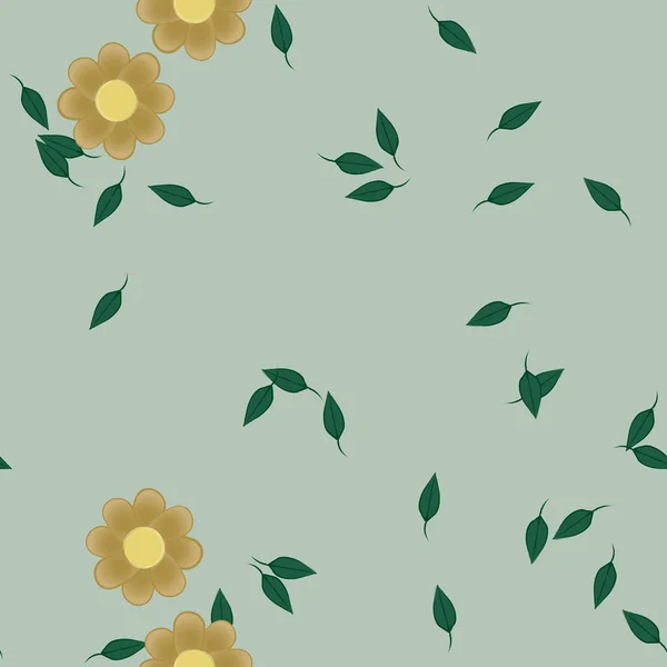 Flores Con Hojas Fondo Sin Costuras Ilustración Vectorial — Vector de stock