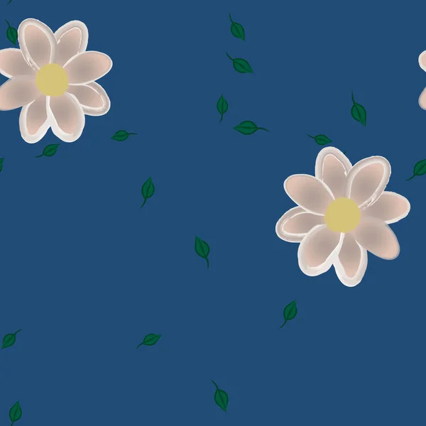 Flores Con Hojas Fondo Sin Costuras Ilustración Vectorial — Vector de stock