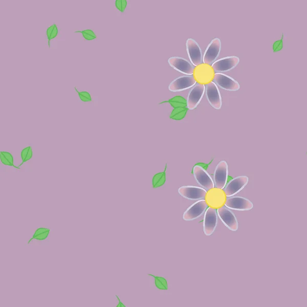 葉がシームレスな背景ベクトルイラストの花 — ストックベクタ