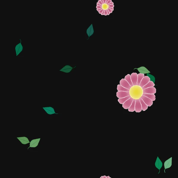 Flores Con Hojas Fondo Sin Costuras Ilustración Vectorial — Vector de stock