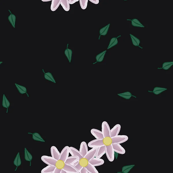 Flores Com Folhas Sem Costura Fundo Ilustração Vetorial — Vetor de Stock