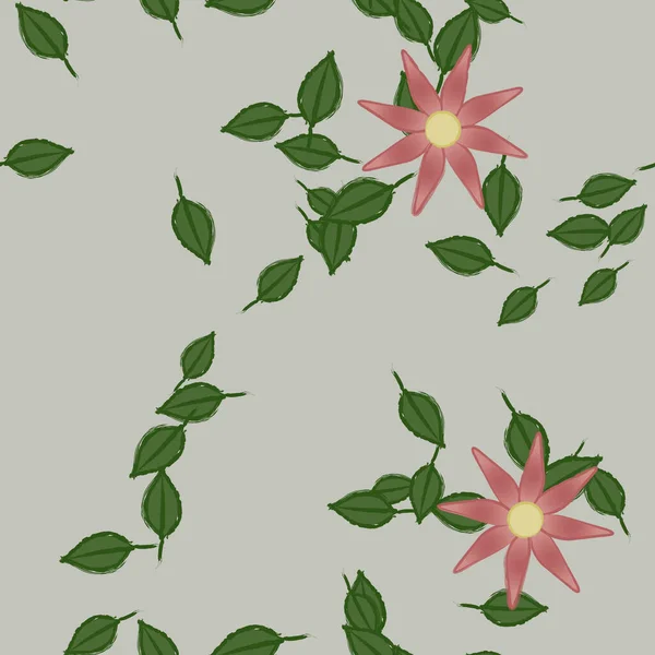 Flores Con Hojas Fondo Sin Costuras Ilustración Vectorial — Vector de stock