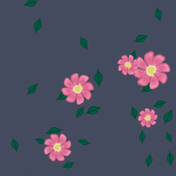 Illustration Vectorielle Pétales Fleurs Été Avec Feuilles Fond Botanique — Image vectorielle