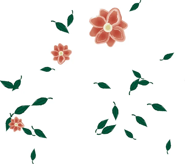 Fleurs Avec Feuilles Fond Sans Couture Illustration Vectorielle — Image vectorielle